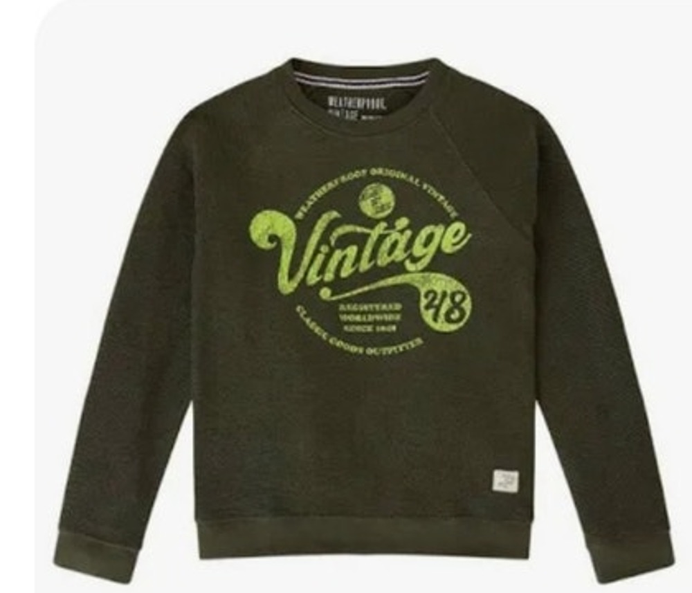 Weatherproof Vintage Big Boys French Terry Raglan Crew Neck Sweater M